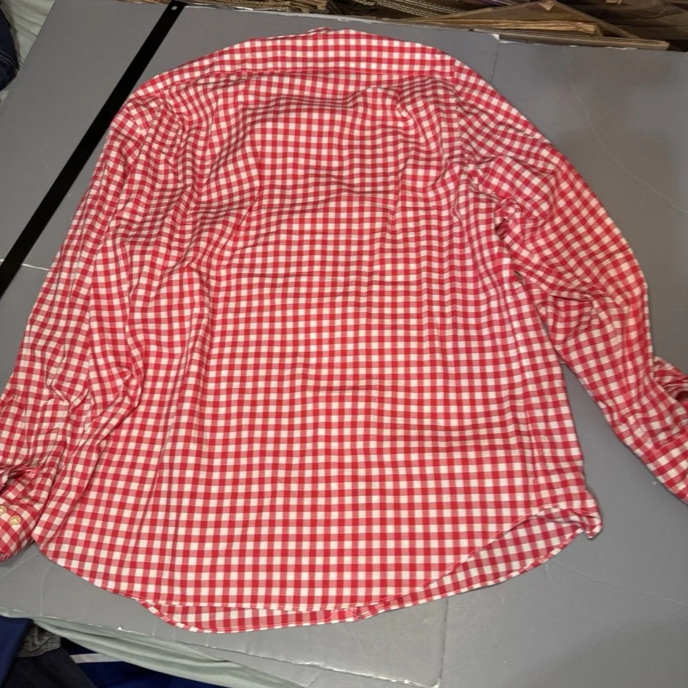 Polo Ralph Lauren Shirt XXL 2XL Non Iron Gingham Plaid Red Long Sleeve Button
